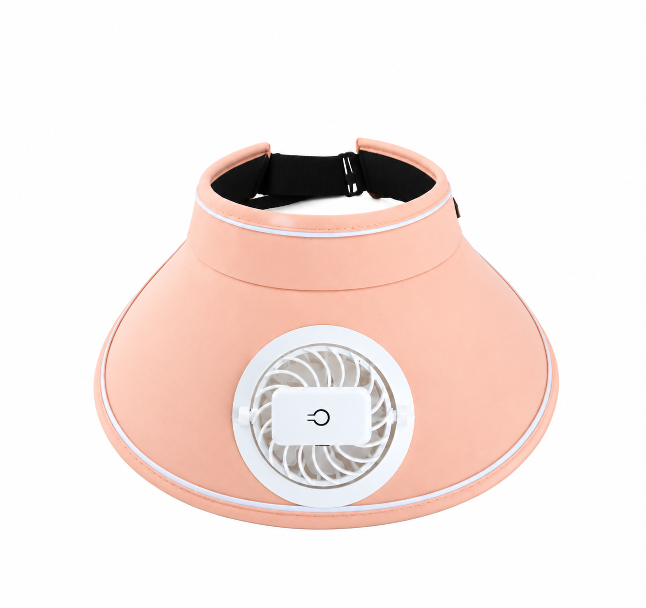 Peach FanCap sun visor with built-in fan